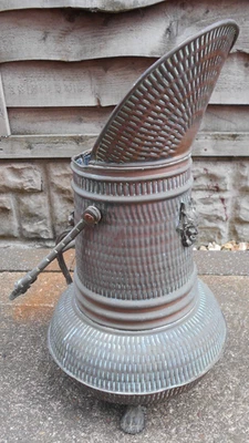 VINTAGE COPPER ORNATE DECORATIVE COAL HOD SCUTTLE BUCKET HAD REPAIR PLEASE READ - Image 1 of 4