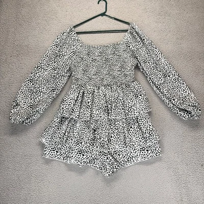 Mameluco sin marca negro blanco 2XL estampado de leopardo en capas fuera del hombro Foto 1 de 4