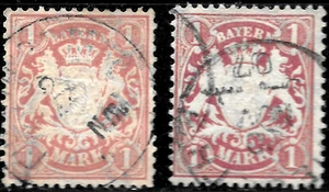 1900 Germany BAVARIA DIFF.PAPER and SHADE 2X Mi#53 Wz3 Sc#57 Wm95v Used VF - Picture 1 of 1