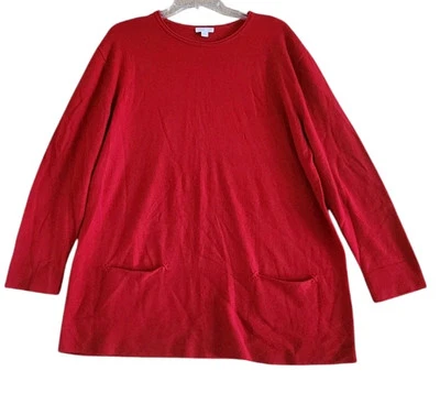 Top túnica roja J.JILL cachemir para mujer talla Ls Foto 1 de 3
