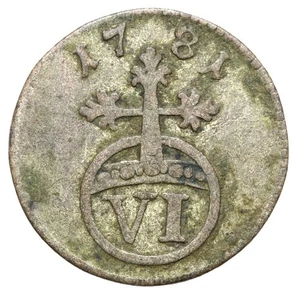 Schwarzburg-Rudolstadt Ludwig Günther Münze - 6 Pfennig 1781 - Silber - SELTEN ! - Bild 1 von 2