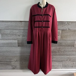 Vintage 80’s Red/Black Long Sleeve Buttoned Dress Size 26W - Bild 1 von 8