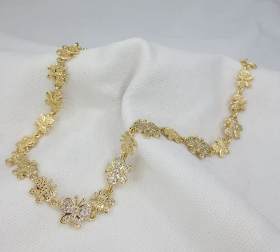 Nuevo Collar de Circonitas Cúbicas Mariposas Relleno de Oro Amarillo 18k 18 pulgadas Foto 1 de 4