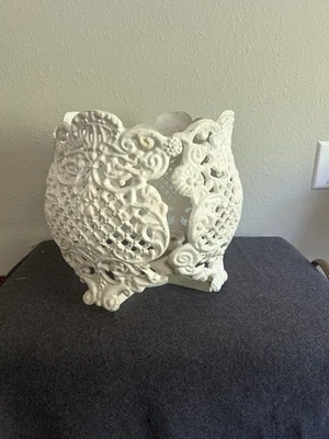  Antique Victorian Cast Iron Open Weave Planters 12 1/8" Tall - Image 1 of 4