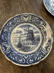 Delfts by Boch Belgium Royal Sphinx Wall Plate - Windmill Sailboats Ships - Picture 1 of 6