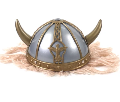 Kids Viking Helmet Horned Plastic Halloween Cosplay Dress Up Boy Girl Age 5 - 12 - Image 1 of 4