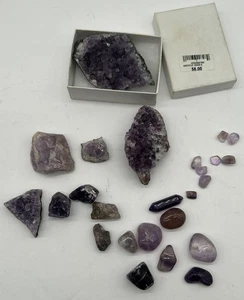 Grappoli e pietra rocce grezze e lucide viola ametista S T00 - Foto 1 di 6