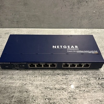 Netgear ProSafe FS108P PoE Switch Blue 8 Port 10/100 Mbps no power to test - Image 1 of 4