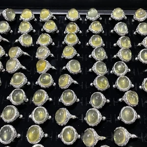 Wholesale 1pc natural yellow crystal ring, adjustable gift AAA - Picture 1 of 8