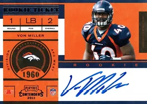 Von Miller Autographed Rookie Ticket 2011 Panini Contenders #220 Broncos - Picture 1 of 2
