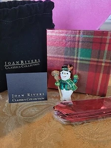 Joan Rivers Vintage Christmas Snowman Cream/Green/Gold/Red Enamel NWT/IOB - Picture 1 of 18