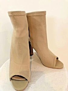 Damen-Bootie-Absätze EGO hellbraun Knöchelsocken zehenfrei offener Absatz Größe 5 Unikate - Bild 1 von 12