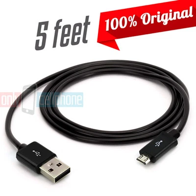 Original Samsung S7 S6 Note 5 S6 Edge Black 5FT USB Fast Charger Data Cable - Image 1 of 4