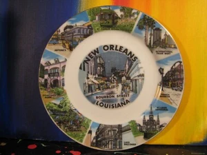 New Orleans Louisiana Bourbon Street / French Quarter Vintage Souvenir Plate - Picture 1 of 5