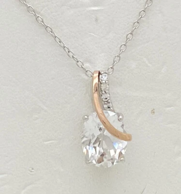 Alwand Vahan AV Sterling Silver 10k Topaz & Diamond 5/8” Pendant 18” Necklace - Image 1 of 4