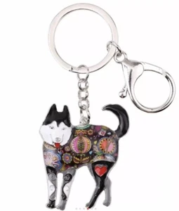 Enameled Colored Husky Dog Key Ring Clip - Picture 1 of 1