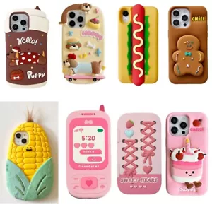 Free Shipping 3D Cute Cartoon Animal Silicone Case For iPhone13 14 15 16 Pro Max - Picture 1 of 105