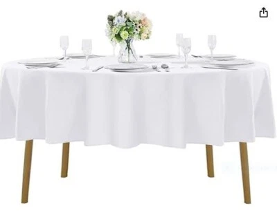 Mantel redondo BLANCO de 54 pulgadas, mezcla de algodón 60/40 Garnier-Thiebaut (Hilden) nuevo con etiquetas Foto 1 de 4