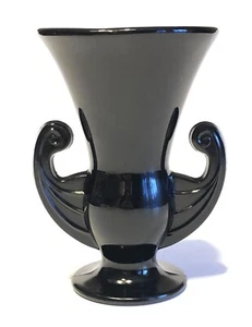 Vintage Antique 1920s LE Smith Black Amethyst Glass Art Deco Loving Cup Vase - Picture 1 of 14
