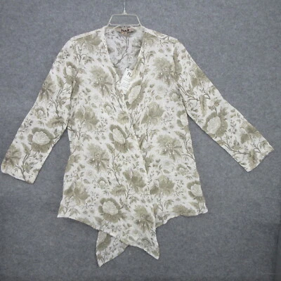 FLAX Designs Linen P XS Straight Cardi-Gain Floral Printed Long Sleeve New - Image 1 of 4