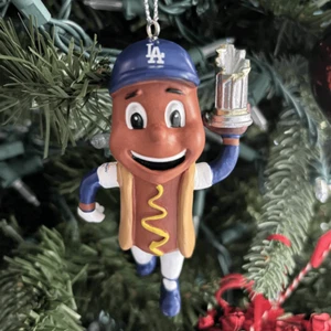 Mascota de resina de perro de los Dodgers de Los Ángeles 2024 Serie Mundial con adorno de trofeo Foco - Imagen 1 de 2