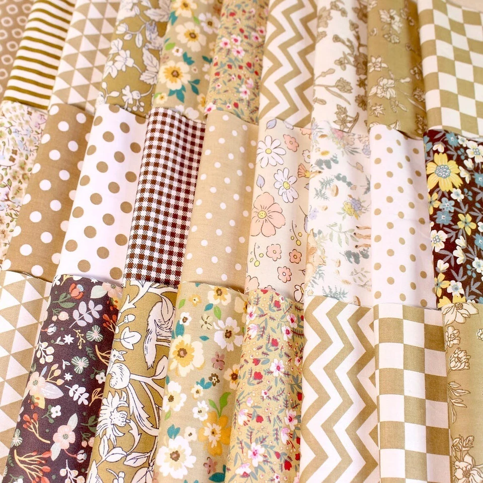 100 Mix Brown Fabric 4" Cotton  Squares Bundle Quilting Scrap Sewing Craft DIY - Image 1 of 4