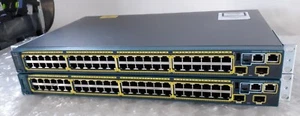 Pair of Cisco WS-C2960S-48TD-L SFP+ 10G 48-Port Network Switch STACK+EARS+Cords - Picture 1 of 9