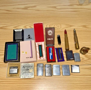 Mixed Lot Of 16 Vintage Lighters & 1 Cigarette Case - Picture 1 of 12