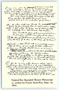 Cartolina originale con banner a stella manoscritto di Francis Scott Key - Foto 1 di 2