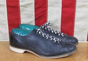 Vintage 1960s Black Leather Mens Bowling Shoes Size 8  D Width Great Shape!