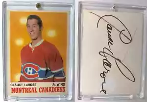 Carta tagliata carta vintage Claude Larose Canadiens + autografo - Foto 1 di 1