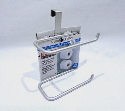Soporte de papel higiénico de 2 mega rollos de aluminio sobre tanque a prueba de óxido Inter-Design Foto 1 de 3