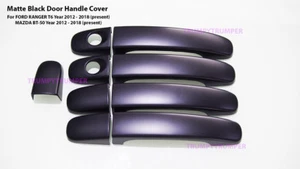 MATTEBLACK DOOR HANDLE COVER TRIM MAZDA BT-50 PRO FORD RANGER 2012-2018 4 DOOR - Picture 1 of 5