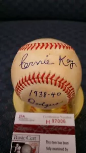Ernie Koy Autogramm NL Coleman Baseball. JSA authentifiziert. - Bild 1 von 4