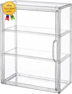 3 Tiers Clear Display Case for Figures, Acrylic Storage Organizers Box with Magn - Image 1 of 4