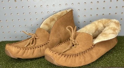 Zapatillas mocasín sin cordones COACH para hombre talla 8,5 marrón tostado gamuza piel de cordero CC842 nuevas Foto 1 de 4