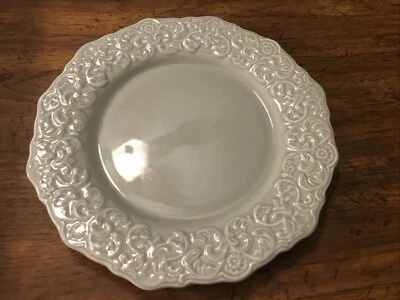 Laurie Gates Madeira Heritage Green Embossed Floral & Scrolls Dinner Plate - Image 1 of 4