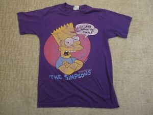 Vintage Bart Simpson Shirt Men Medium Purple Eat My Shorts Single Stitch 90s USA