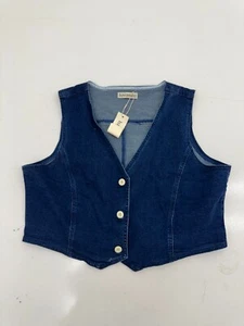 Luvamia Blue Denim 3 Button Sleeveless Vest Womens Size XL - Picture 1 of 6