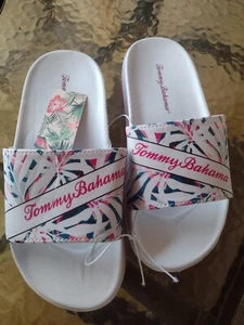 SANDALIAS DE MUJER TOMMY BAHAMA HILFIGER CONFORT DESLIZANTES ROSA TROPICAL BLANCO 10 - Imagen 1 de 3