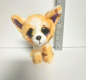 Juguete de peluche TY Beanie Boo Pablo Chihuahua cachorro perro ojos brillantes púrpura 6" - Imagen 1 de 3