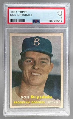 58725517 Don Drysdale 1957 Topps #18 Rookie RC PSA 3 Foto 1 de 3