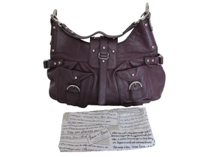 Barr And Barr New York Purple Leather Shoulder Bag Purse + Dust Bag - Picture 1 of 15