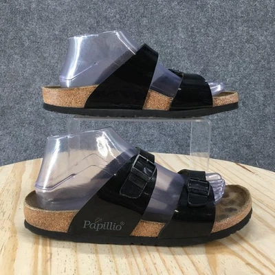 Sandálias femininas Birkenstock Papillio 39 estreitas cortiça preta duas alças de fivela - Imagem 1 de 4