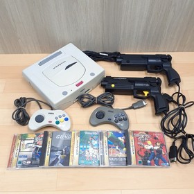 Japanese Sega Saturn Console with 2 Virtua Gun Controllers &3 Games White NTSC-J
