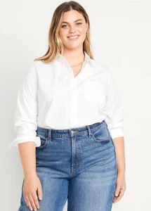 Old Navy Women’s White Button Down Shirt NWT Size XLarge Long Sleeve Cotton - Picture 1 of 6