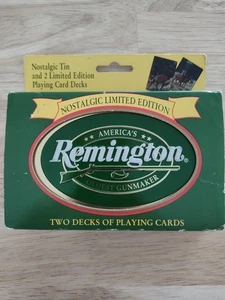 REMINGTON NOSTALGIC TIN & 2 LIMITED EDITION PLAYING CARD DECKS MADE USA SEALED - Picture 1 of 5