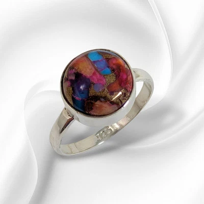 Solid 925 Sterling Silver Women's Ring With Authentic Dahlia Copper Turquoise  - Image 1 of 4