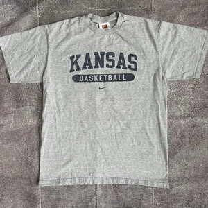 Men's Vintage Y2K Nike Team Kansas Jayhawks Basketball Heather Gray T Shirt Sz M - Picture 1 of 4