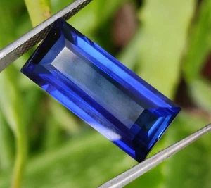 10.60 Ct Natural Flawless Blue Sapphire Baguette Shape Certified Loose Gemstone - Picture 1 of 11